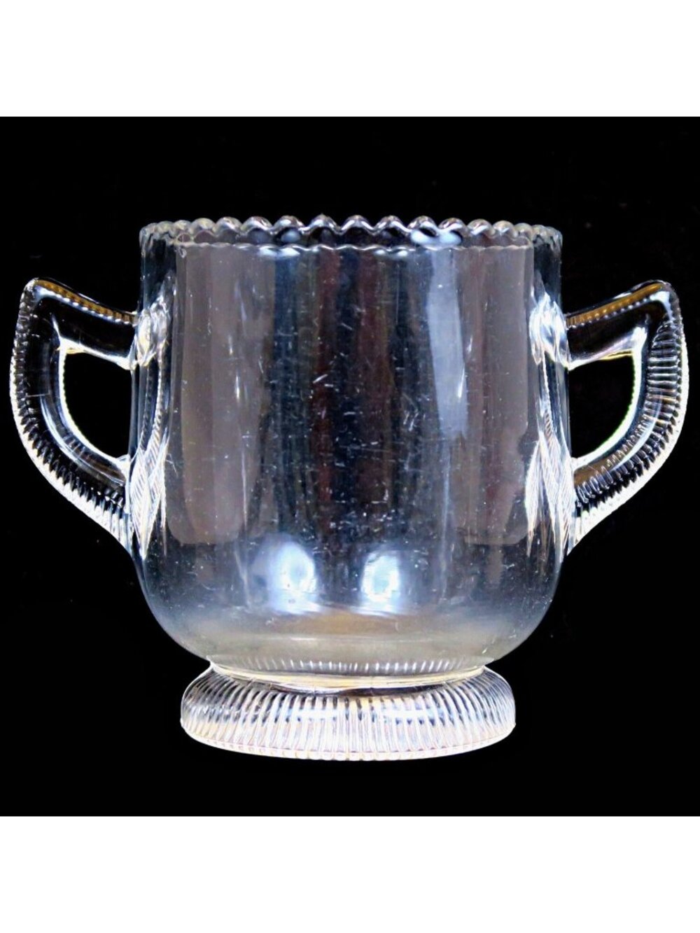 Indiana Tumbler & Goblet No 137 Pleat Band Spooner 1890s Greentown EAPG